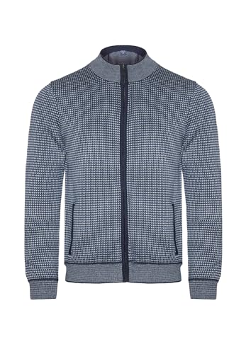 Marvelis Herren Strickjacke Casual Fit Stehkragen Einfarbig Dunkelblau, Größe:L von Marvelis