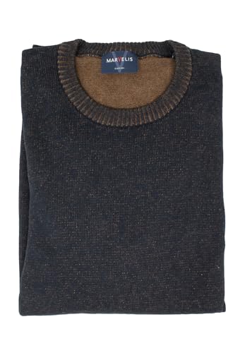 Marvelis Herren Strickpullover Casual Fit Rundhals Kaschmir Dunkelblau, Größe:XL von Marvelis