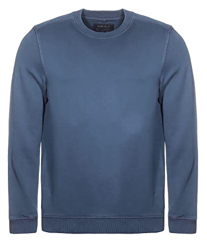 Marvelis Herren Sweatshirt Casual Fit Rundhals Einfarbig Dunkelblau, Größe:L von Marvelis