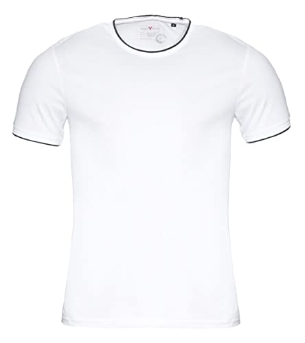 Marvelis Herren T-Shirt Casual Fit Rundhals Einfarbig Weiß, Größe:M von Marvelis