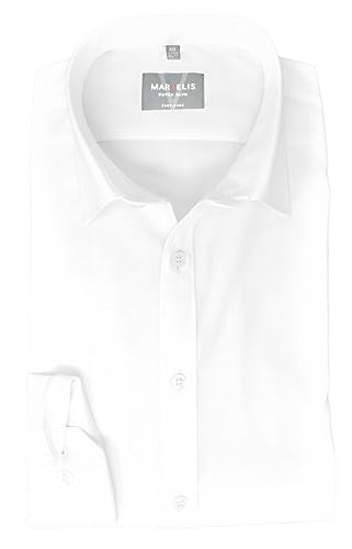 Marvelis Herren Businesshemd Langarm Super Slim,Einfarbig,Urban Kent,Weiss 00,38 von Marvelis