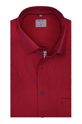 Marvelis Herrenhemd | Comfort Fit | Kurzarm 12 cm | Fil á Fil Rot | New Kent Kragen | Gr. 47 von Marvelis