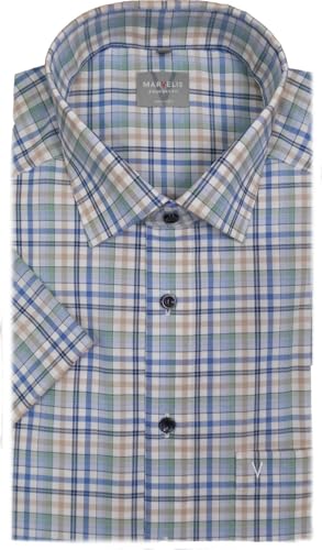Marvelis Herrenhemd | Comfort Fit | Kurzarm 12 cm | Karo Grün | New Kent Kragen | Gr. 42 von Marvelis