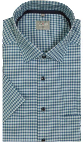 Marvelis Herrenhemd | Comfort Fit | Kurzarm 12 cm | Karo Grün| New Kent Kragen | Gr. 45 von Marvelis