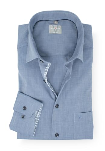 Marvelis Herrenhemd | Comfort Fit | Langarm 64 cm | Fil á Fil Blau | New Kent Kragen | Gr. 48 von Marvelis