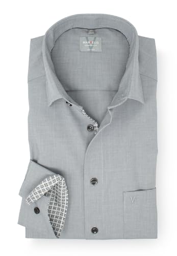 Marvelis Herrenhemd | Comfort Fit | Langarm 64 cm | Fil-à-Fil Grau | New Kent Kragen | Gr. 43 von Marvelis