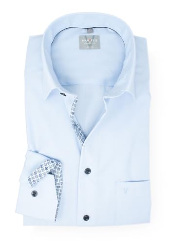 Marvelis Herrenhemd | Comfort Fit | Langarm 64 cm | Fil-à-Fil Hellblau | New Kent Kragen | Gr. 48 von Marvelis