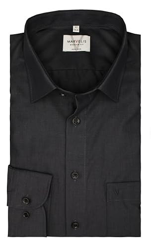 Marvelis Herrenhemd | Modern Fit | Extra Langer Arm 69cm | Chambray Anthrazit | New Kent Kragen | Gr. 44 von Marvelis