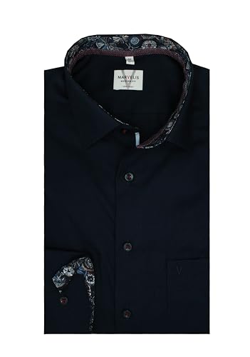 Marvelis Herrenhemd | Modern Fit | Extra Langer Arm 69cm | Uni Dunkelblau | New Kent Kragen | Gr. 40 von Marvelis