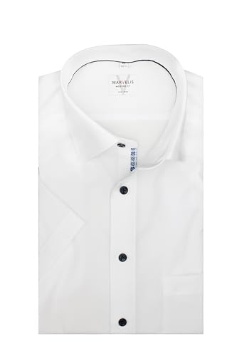 Marvelis Herrenhemd | Modern Fit | Kurzarm 12 cm | Uni Weiß | New Kent Kragen | Gr. 40 von Marvelis