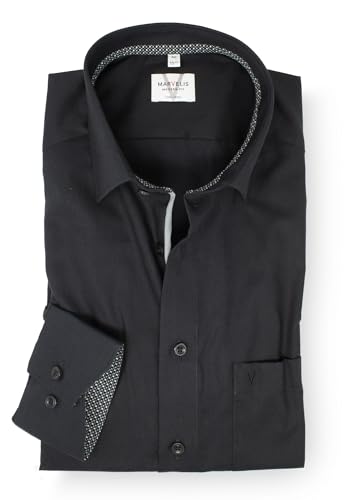 Marvelis Herrenhemd | Modern Fit | Langarm 64 cm | Uni Schwarz | New Kent Kragen | Gr. 41 von Marvelis