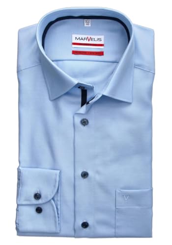 Marvelis Herren Businesshemd Non-Iron Modern Fit, Langarm, Kent-Kragen, Twill, 100% Baumwolle, bleu 11, 42 von Marvelis