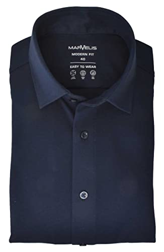 Marvelis Modern Fit Hemd Langarm New Kent Kragen Jersey Nachtblau Größe 41 von Marvelis