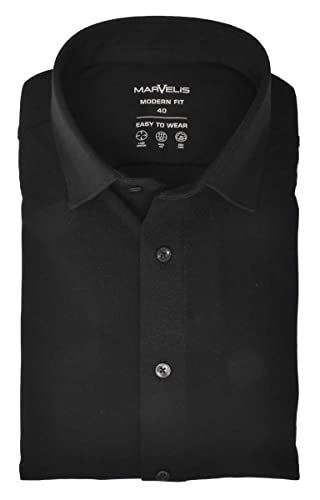 Marvelis Modern Fit Hemd Langarm New Kent Kragen Jersey schwarz Größe 43 von Marvelis