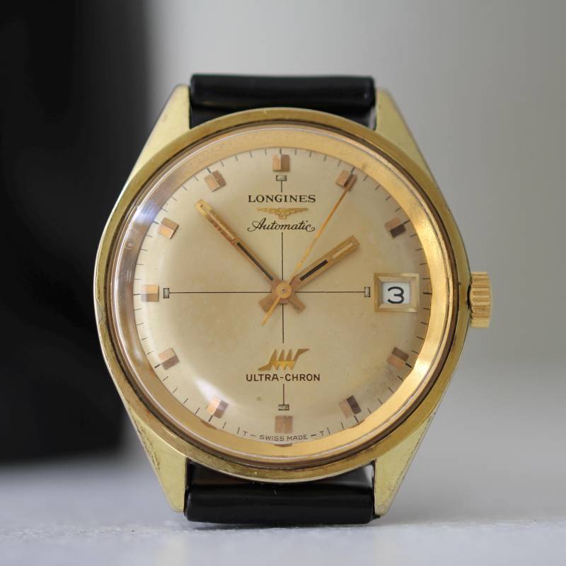 Vintage 1970S Longines Ultrachron - Hibeat Automatic Jumbo Golden Crosshair Dial 37mm von MarvellousTimepieces