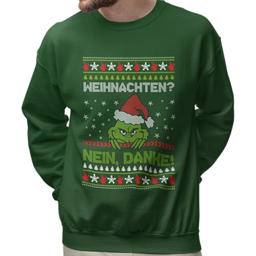 Marvelous Life Weihnachtspullover I Grinch Weihnachten Nein, Danke I Unisex I Ugly Christmas Sweater Damen Herren I lustig I Weihnachts Pullover I Weihnachts Herr Man weinachtspullie Pulli hässlich von Marvelous Life