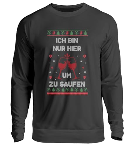 Weihnachtspullover I Nur Hier um zu Saufen I Unisex I Weihnachtspullover Damen Herren I Ugly Christmas Sweater I Lustiger Weihnachtspulli I Bier Geschenk I Bedruckt in Germany von Marvelous Life