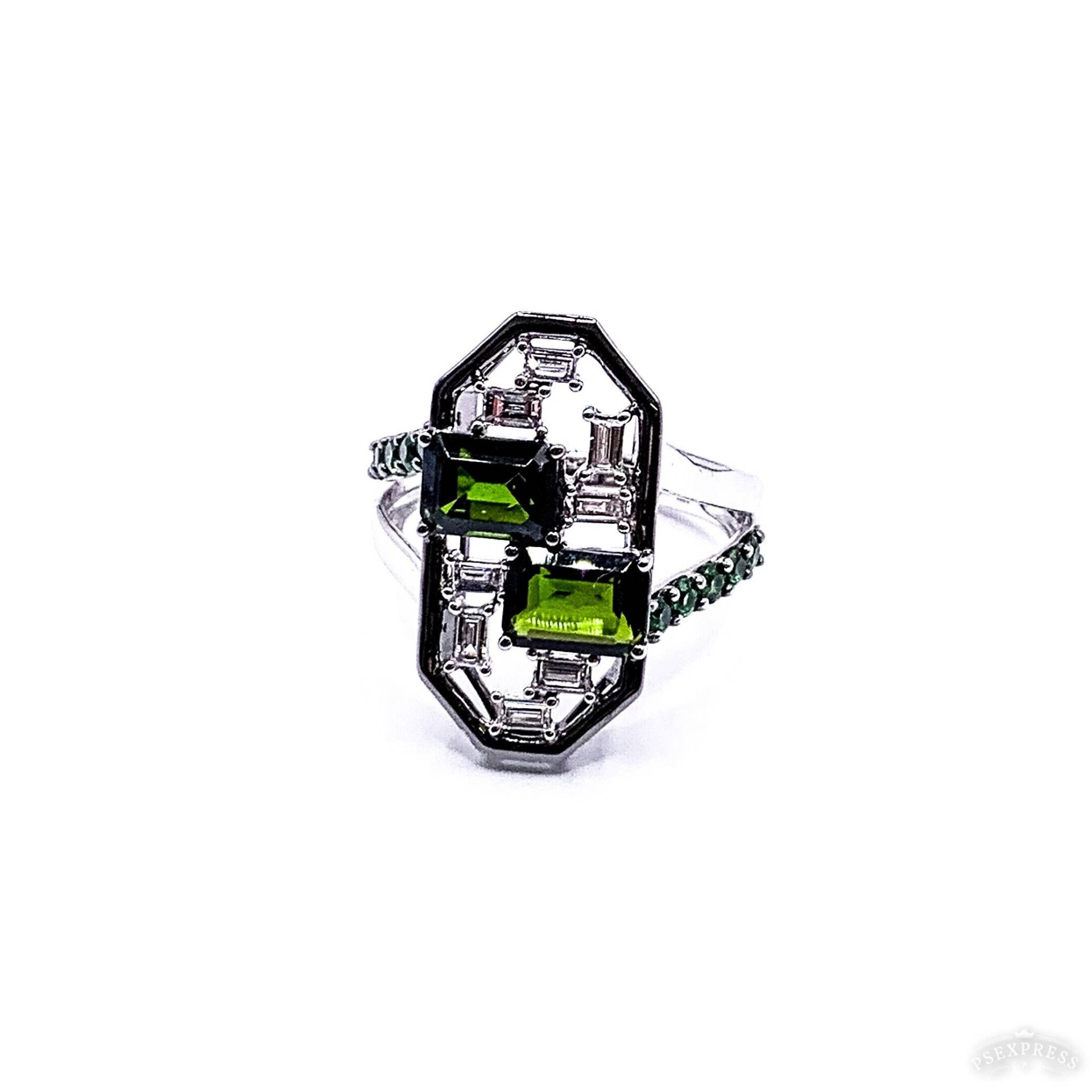 Tsavorit Granat Chrom Diopside 18K Weißgold Diamant Ring von MarvinScottJewelers