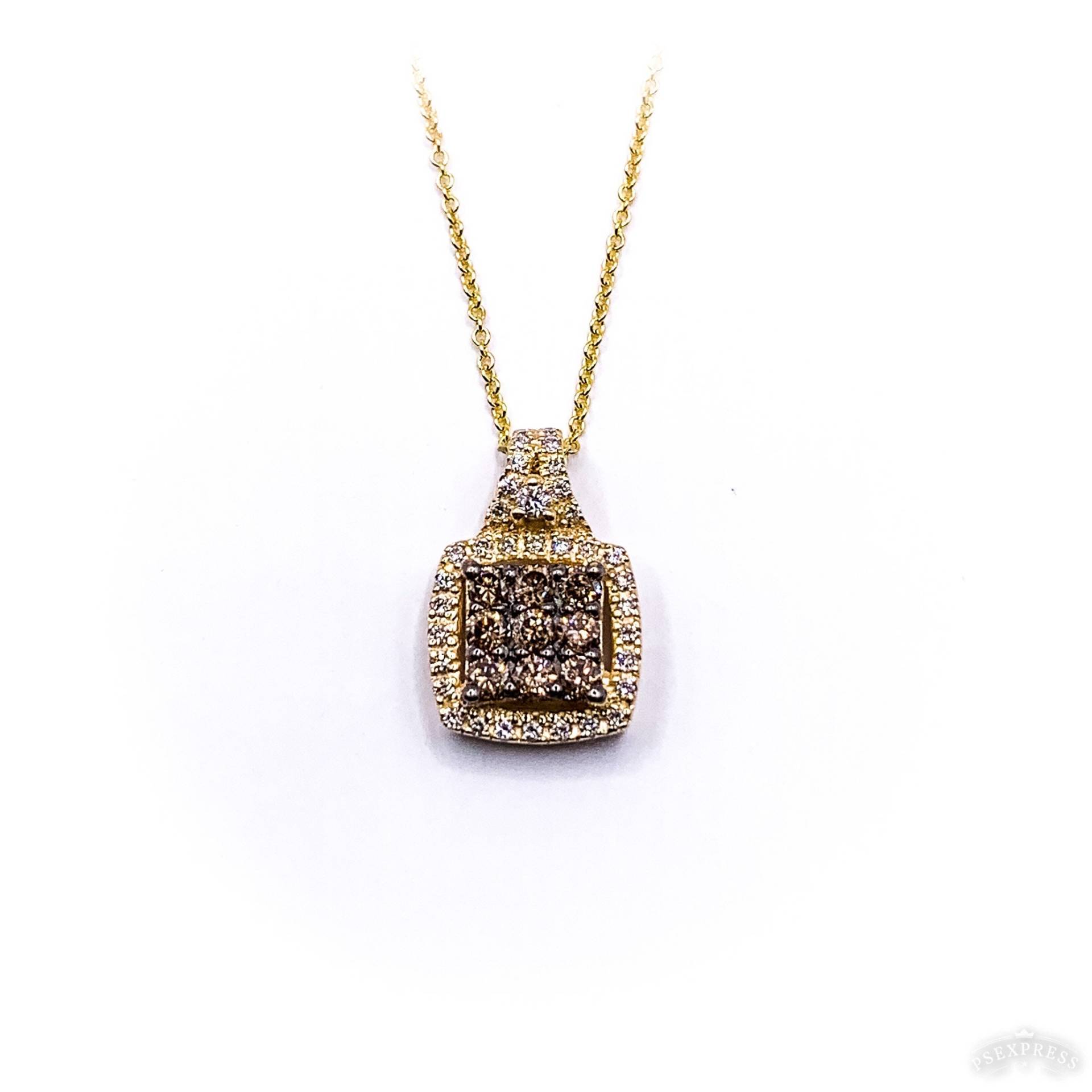 Wunderschöner 14K Gelbgold Champagner Und Weißer Diamant Anhänger von MarvinScottJewelers