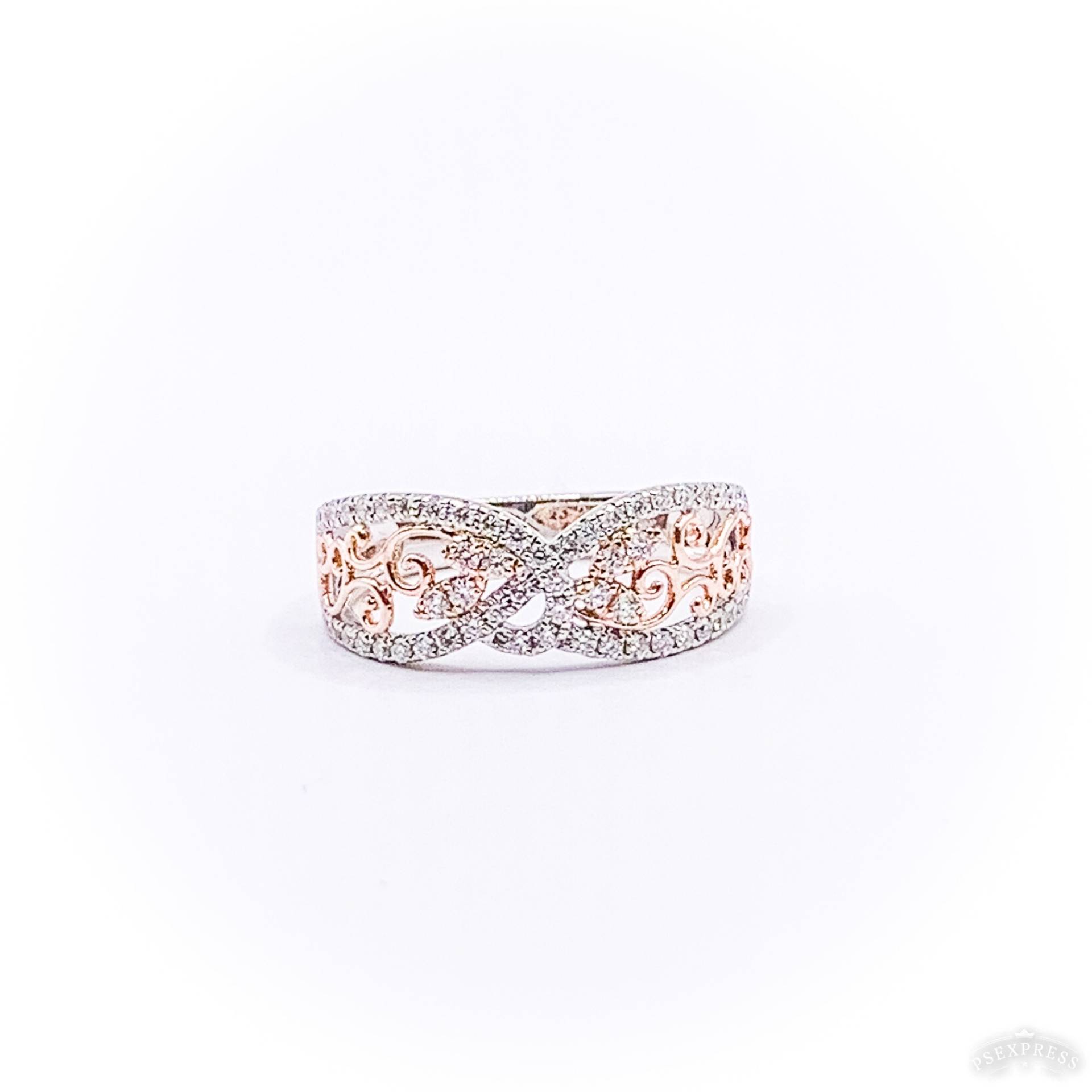 Wunderschöner 14K Weiß Und Roségold Diamant Freeform Ring von MarvinScottJewelers