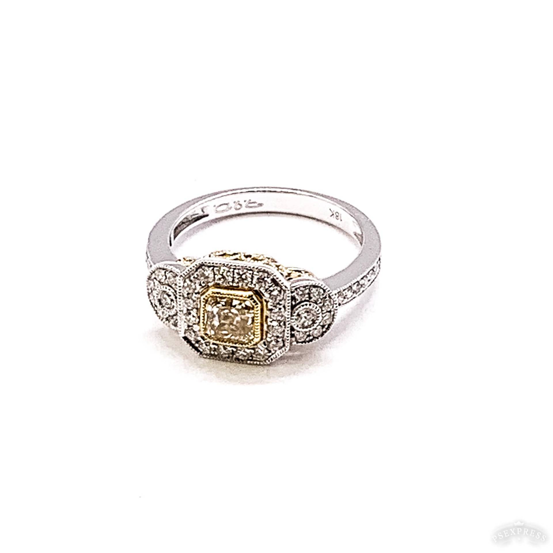 Wunderschöner 18K Weiß - Und Gelbgold Ausgefallener Gelbdiamant Ring von MarvinScottJewelers