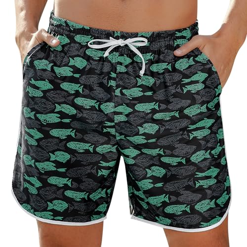 Marvmys Badehose Herren Schnelltrocknend Badeshorts Kurzen Strandhose Beachwear Schwimmshorts mit Meshfutter und Verstellbarem Tunnelzug Stil C L von Marvmys