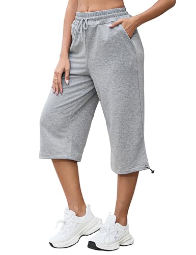 Marvmys Damen Jogginghose 3/4 Baumwolle High Waist Sporthose Trainingsanzug Fitness Trainingshose Damen Freizeithosen Mit Verstellbaren Bündchen Und Tasche S-3XL von Marvmys