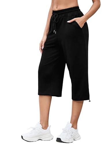 Marvmys Damen Jogginghose 3/4 Baumwolle High Waist Sporthose Trainingsanzug Fitness Trainingshose Frauen Freizeithosen Mit Verstellbaren Bündchen Und Tasche S-3XL von Marvmys