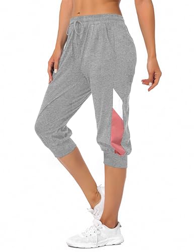 Marvmys Caprihose Damen Jogginghose 3/4 High Waist Sporthose Trainingsanzug Sporthose Frauen 100% Baumwolle Damen Freizeithosen von Marvmys