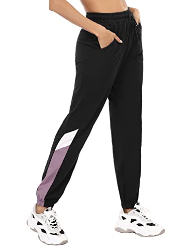 Marvmys Jogginghose Damen Baumwolle High Waist Sporthose Lang Trainingsanzug Hose Frauen Trainingshose Yogahose Freizeithose Sweathose Schwarz L von Marvmys