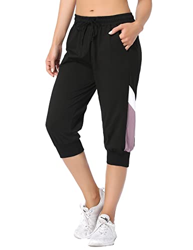 Marvmys Damen Jogginghose 3/4 High Waist Sporthose Trainingsanzug Sporthose Frauen 100% Baumwolle Trainingshose Fitness Damen Freizeithosen Schwarz L von Marvmys