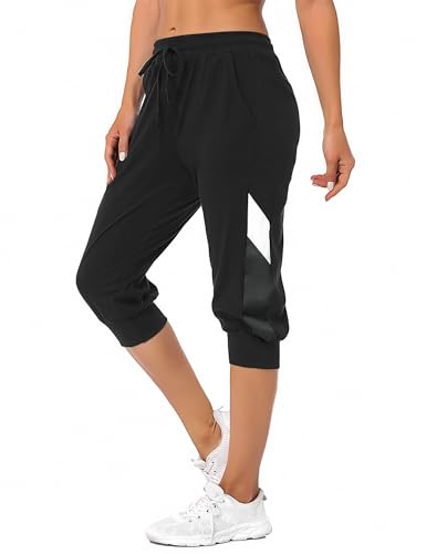 Marvmys Caprihose Damen Jogginghose 3/4 High Waist Sporthose Trainingsanzug Sporthose Frauen 100% Baumwolle Damen Freizeithosen von Marvmys