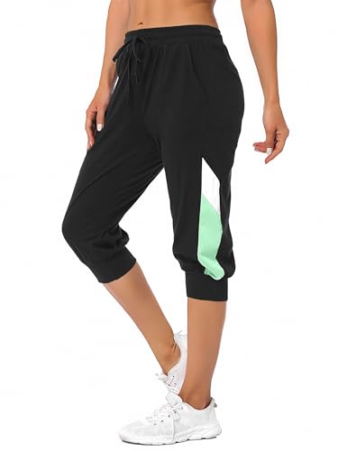 Marvmys Caprihose Damen Jogginghose 3/4 High Waist Sporthose Trainingsanzug Sporthose Frauen 100% Baumwolle Damen Freizeithosen von Marvmys