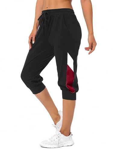 Marvmys Caprihose Damen Jogginghose 3/4 High Waist Sporthose Trainingsanzug Sporthose Frauen 100% Baumwolle Damen Freizeithosen von Marvmys