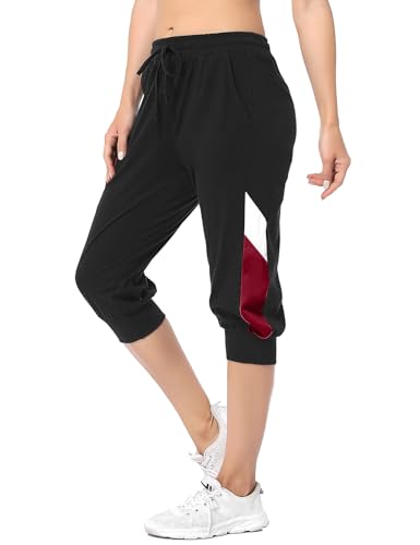 Marvmys Damen Jogginghose 3/4 High Waist Sporthose Trainingsanzug Sporthose Frauen 100% Baumwolle Trainingshose Fitness Damen Freizeithosen Schwarz-d L von Marvmys