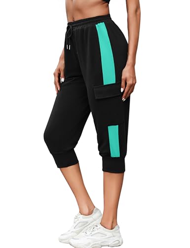 Marvmys Caprihose Damen Jogginghose 3/4 High Waist Sporthose Trainingsanzug Sporthose Frauen 100% Baumwolle Damen Freizeithosen von Marvmys