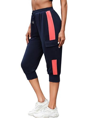 Marvmys Caprihose Damen Jogginghose 3/4 High Waist Sporthose Trainingsanzug Sporthose Frauen 100% Baumwolle Damen Freizeithosen von Marvmys