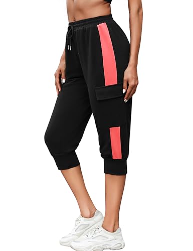 Marvmys Caprihose Damen Jogginghose 3/4 High Waist Sporthose Trainingsanzug Sporthose Frauen 100% Baumwolle Damen Freizeithosen von Marvmys