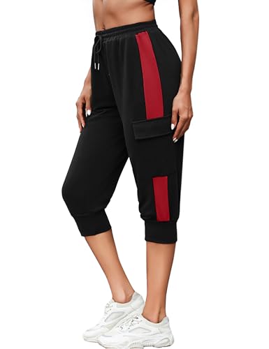 Marvmys Caprihose Damen Jogginghose 3/4 High Waist Sporthose Trainingsanzug Sporthose Frauen 100% Baumwolle Damen Freizeithosen von Marvmys
