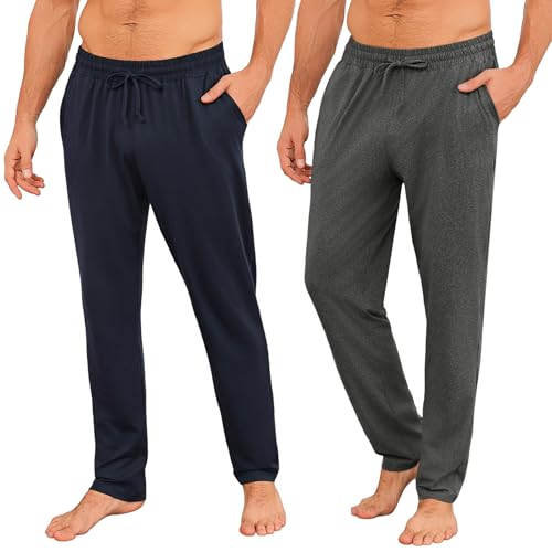 Marvmys Herren Pyjamahose Lang Schlafanzughosen für Herren Einfarbige Schlafhose mit Gürtel und Taschen S-4XL von Marvmys