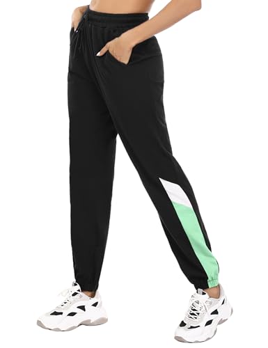 Marvmys Jogginghose Damen Baumwolle High Waist Sporthose Lang Trainingsanzug Hose Frauen Trainingshose Yogahose Freizeithose Sweathose Schwarz-B M von Marvmys