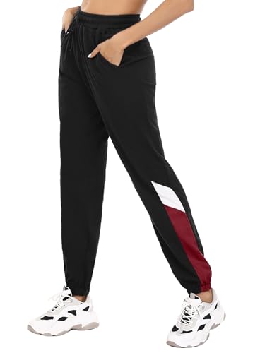 Marvmys Jogginghose Damen Baumwolle High Waist Sporthose Lang Trainingsanzug Hose Frauen Trainingshose Yogahose Freizeithose Sweathose Schwarz-C M von Marvmys