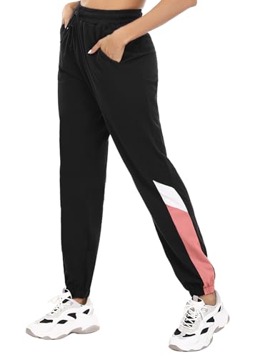 Marvmys Jogginghose Damen Baumwolle High Waist Sporthose Lang Trainingsanzug Hose Frauen Trainingshose Yogahose Freizeithose Sweathose Schwarz-d M von Marvmys