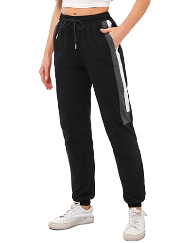 Marvmys Jogginghose Damen Baumwolle Kontrastierende Farben Sporthose Lang TrainingsanzugHose Frauen Trainingshose Stil A-A XL von Marvmys