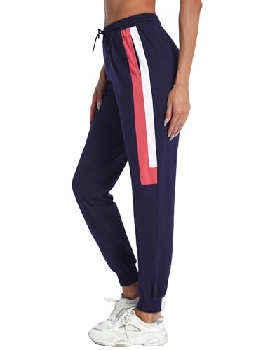 Marvmys Jogginghose Damen Baumwolle Kontrastierende Farben Sporthose Lang TrainingsanzugHose Frauen Trainingshose Stil A-B XL von Marvmys