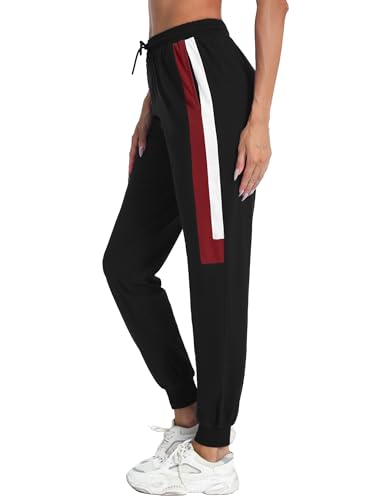 Marvmys Jogginghose Damen Baumwolle Kontrastierende Farben Sporthose Lang TrainingsanzugHose Frauen Trainingshose Stil A-C XL von Marvmys