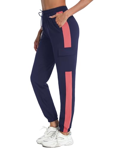 Marvmys Jogginghose Damen Baumwolle Kontrastierende Farben Sporthose Lang TrainingsanzugHose Frauen Trainingshose Stil B-B XL von Marvmys