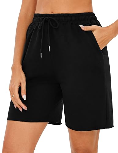 Marvmys Shorts Damen Sommer Bermuda Kurze Sporthose Sportshorts High Waist mit Taschen für Running Gym Fitness von Marvmys