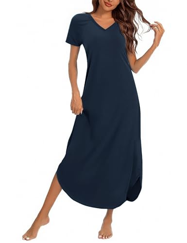 Marvmys Nachthemden Damen Nachtwäsche Baumwolle Kurzärmeliges V-Ausschnitt Sleepwear Bequeme Sexy Nachthemden L-4XL Marvmys Nachthemden Damen Nachtwäsche Baumwolle Kurzärmeliges V-Ausschnitt Sleepwear Bequeme Sexy Nachthemden L-4XL von Marvmys