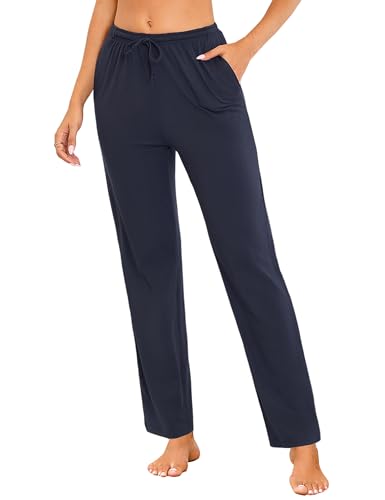 Marvmys Schlafanzughose Damen Pyjamahosen Lang Loungehose Freizeithose Yogahose Nachtwäsche Hosen Mit Taschen Pyjamahose Mit Geradem Beinil S-3XL von Marvmys